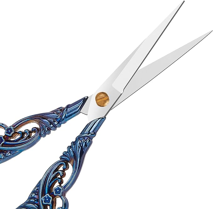 4.7 INCH Small Sewing Scissors,Embroidery Scissors With Cover,Sharp pointed tip,Travel Scissors In A Pouch,Mini Stainless Steel Crochet Scissors for Craft Art Work Color BLUE