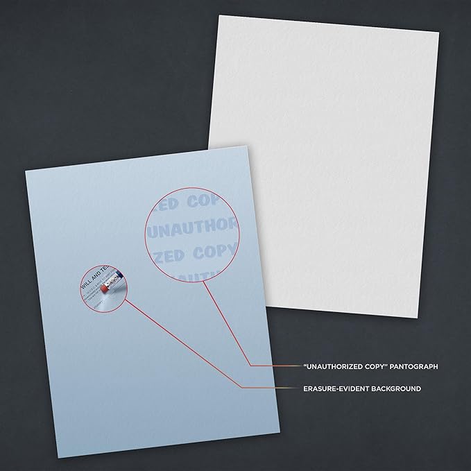 DocuGard Standard Blue Multi-Purpose Security Paper - Fraud Prevention - 2 Security Features - Laser & Inkjet Printer Compatible - 8.5" x 11“ - 24 lb - 500 Sheets (04540)