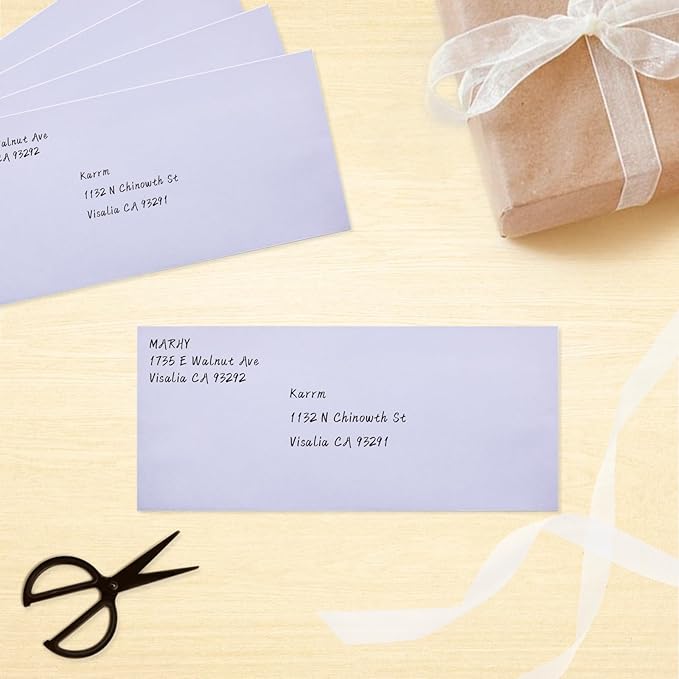 200 Pack #10 Business Envelopes, Light Purple Standard Envelopes Self Seal, Letter Size Mailing Envelopes for Checks Letters Invoices Statements Birthday Graduation Wedding, 4 1/8 x 9 1/2 Inch