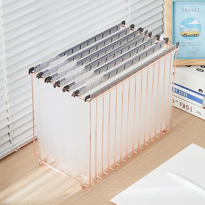 Y YOMA Plastic Hanging File Folders, Letter Size, 1” Expansion 24 Pack Clear Reinforced Hanging Folders with Tabs, Transparent Waterproof for Filing Cabinet Bulky Files Home Office