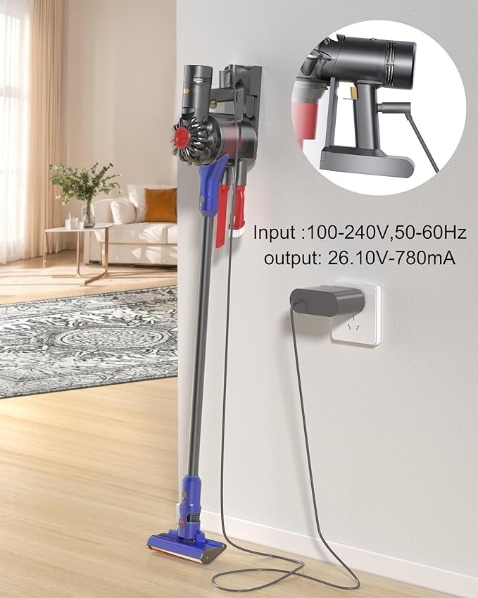 WUKUR 26.1V Charger Compatible with Dyson V8 V7 V6 & Car+Boat Models,NOT Compatible with Dyson V10/V11/V15, Replacement Power Cord Compatible with Dyson Cordless Vacuum Charger