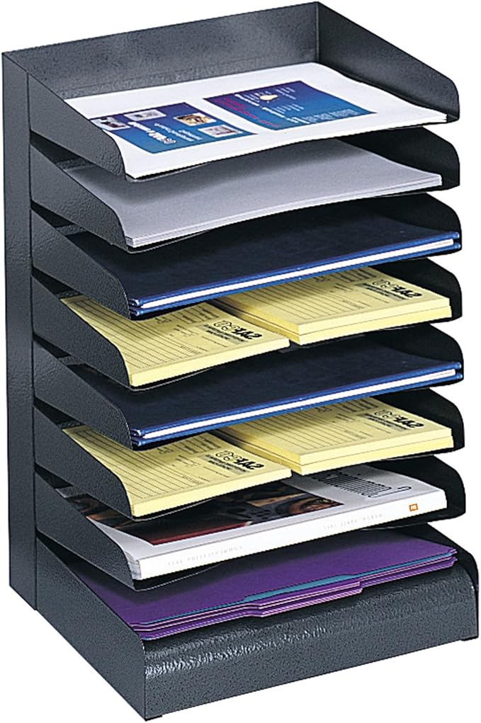 Safco Desk Organizer, 8 Shelves, Office and Classroom Mailbox, Mail Sorter, Commercial Grade Steel, Black