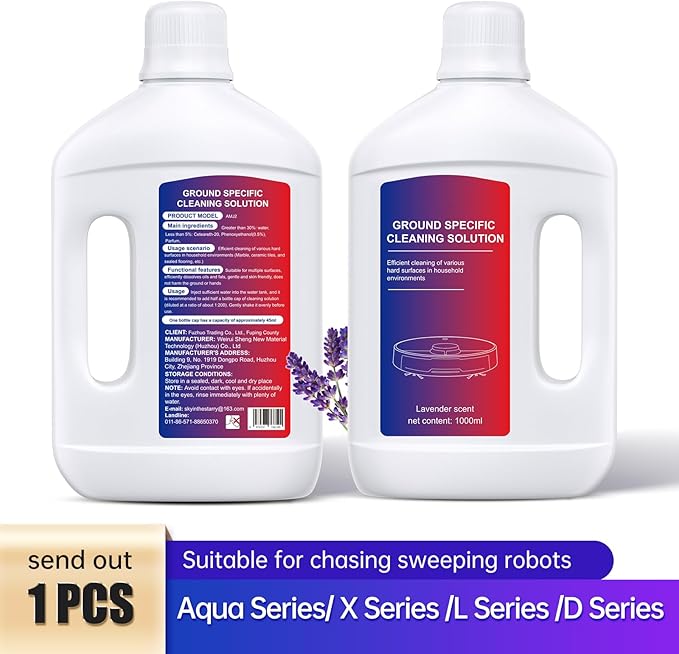 Nukisa Lavender Floor Cleaning Solution 1L Compatible with Dreame Wet & Dry Vacuum and Robot, Residue & Streak Free,Suitable for All Robot Vacuum Cleaners and Wireless Wet Dry Dual-Use Vacuum Cleaners