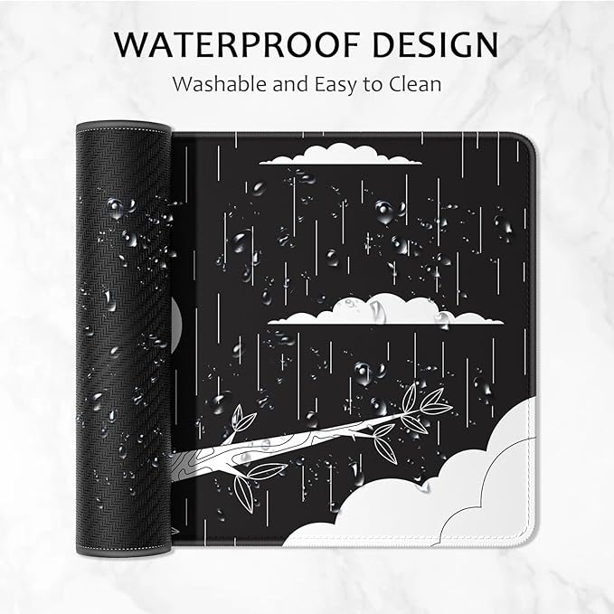 Auhoahsil Desk Mat, Ultra Large Mouse Pad, XXL Gaming Mousepad, Pretty Desk Pad, Big Extended Full Size Desktop Desk Matt for Keyboard, Laptop & Computer, 35.5 x 15.7 in, Gothic Black White Owl