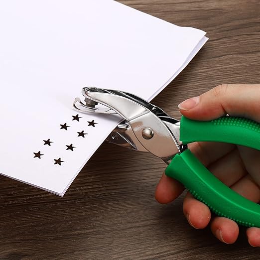 PATIKIL 1/4" Star Single Hole Punch, Handheld Hole Puncher with Grip Metal Paper Puncher for DIY Craft Scrapbook Ticket Card, Green