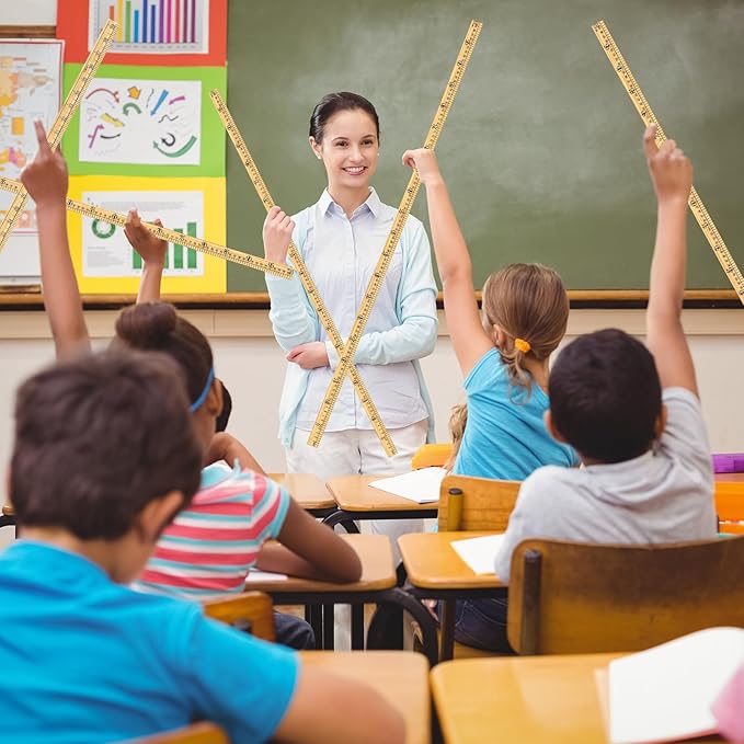 Fulmoon 12 Pieces Wood Double Sided Meter Stick Yard Stick Thick Wooden Ruler Yardsticks Bulk for School Classroom Home Office Kids Measuring Meterstick(39")