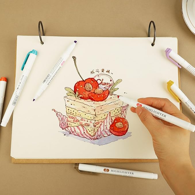 Real Mild Highlighter,25 Highlighters, Pastel Highlighter Assorted Colors Markers Dual Tip Markers Chisel and Fine Tips for Coloring, Underlining, Highlighting