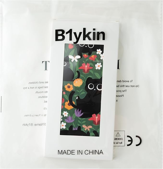 B1ykin Sticky Notes Set - Cartoon Theme Cute Self-Stick Notes Pad Teacher Appreciation Gifts, Self-Adhesive Writing Memo Pages Sticky to Do Notepad for Kids Employee School Office (Black Cat Floral)