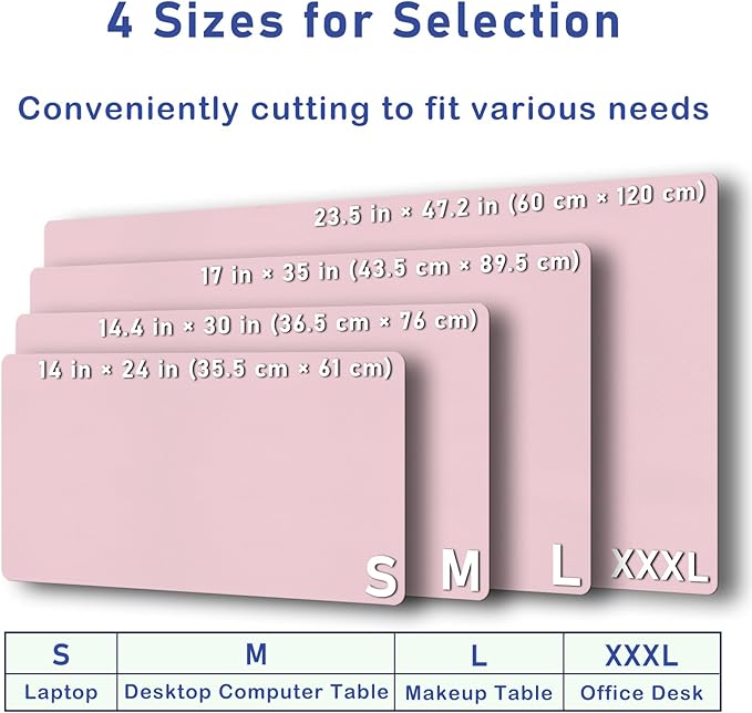 Boutilon Leather Desk Pad Protector,Non-Slip Mouse Pad,Laptop Desk Pad,Office Mouse Mat,Waterproof Leather Desk Blotter,Desk Writing Pad for Office and Home (L-Light Pink,35"x 17")