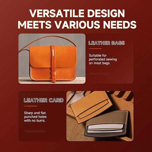 Leather Hole Punch Tool Set, 2/4/6 Prongs, Round Hole Chisel Kit, Professional Leathercraft Tools (3mm)