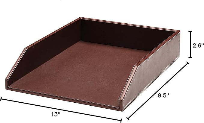 Gallaway Leather Letter Tray Desk Organizer - Paper Tray for Desk,Premium PU Leather Tray Perfect for Office Organization, Document Holder Fits A4 Paper, Stackable Drawers for Extra Desk Storage.