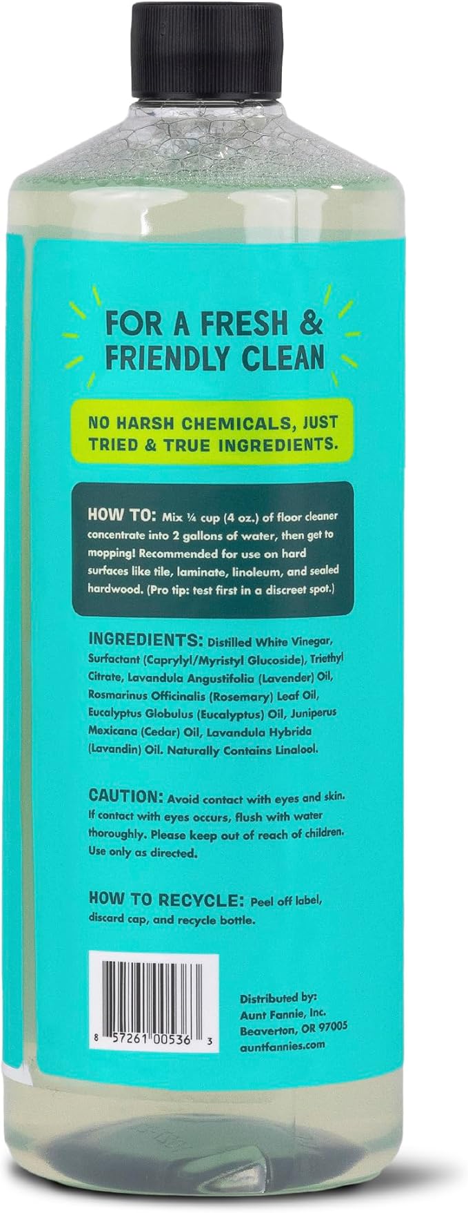 Aunt Fannie's Ultra Concentrated Floor Cleaner Vinegar Wash, Multi-Surface Solution For Mopping, Makes 16 Gallons, Eucalyptus Scent, 32 oz. (Pack of 6)