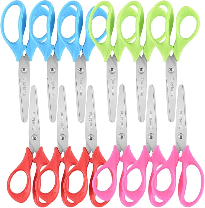 5" Kids Scissors,12 Pack Safety Children Scissors,Stainless Steel Blades Comfort-Grip Handles Small Craft Scissor for Kids,Great for DIY,Arts,Home,School Classroom Student Use Assorted Colors