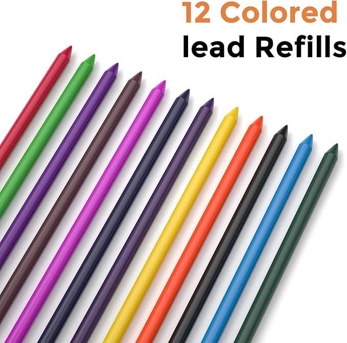 Nicpro 29 Pieces 2mm Mechanical Pencil Set, 9 PCS Drafting Carpenter Pencils 2.0 mm for Art Drawing Sketching construction with 192 Lead Refills Pre-Sharpen HB & 2B & Colors, 2 Erasers, 2 Sharpener