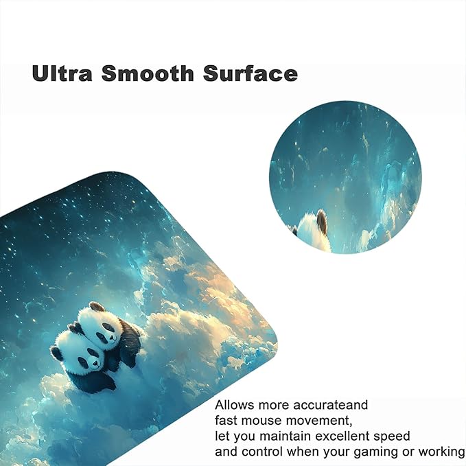 Cute Panda Gaming Mouse Pad Desk Pad Dream Animals Cloud Fantasy Large Gaming Mouse Mat with Stitched Edges,Non-Slip Waterproof Rubber Base Mouse Mat Office Computer Keyboard Laptop Home 31.5"x11.8"