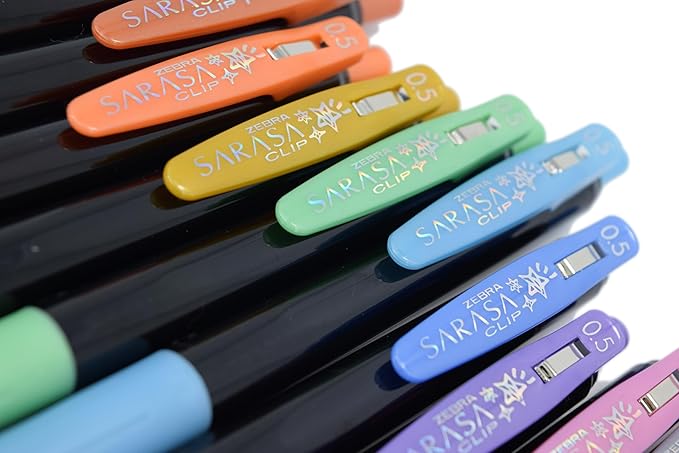 Zebra Pen Sarasa Clip Decoshine Retractable Gel Pen, 0.5mm Fine Point, Assorted Metallic Colors, Ideal for School Supplies and Teacher Supplies, 9-Pack (49009)