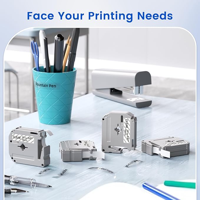 Labelife M-K131 Label Tape Clear Compatible with Brother P Touch M Tape Clear 12mm 0.47'' M-K131s M131 MK131 Work with Brother PT-M95 PT-65 PT-45 PT-90 PT70BM Label Maker Refills, 4-Pack