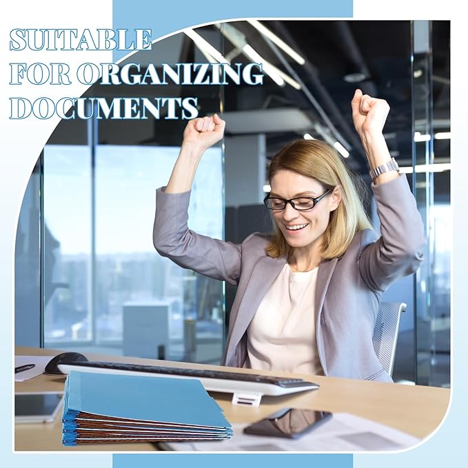 36 Pcs Classification Folders Letter Size, 1 Divider Pressboard File Folder with Fasteners, Expanding File Organizer Bulk for Teachers, Clergy, Office, Church, Christmas Donations (Blue)