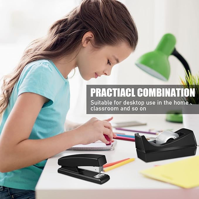 10 Pcs Tape Dispenser Staplers for Desk with Staples and White Tapes 25 Sheet Capacity School Office Stapler