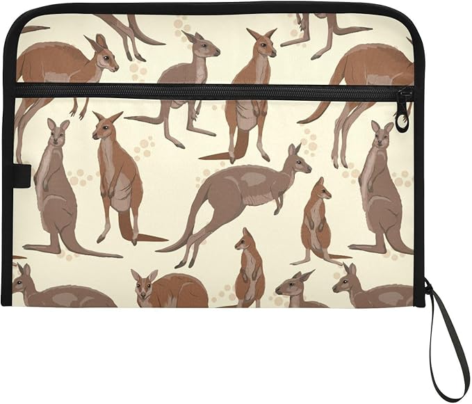 Gredecor 13 Pockets File Folder Organizer A4/Letter Water Resistant Australian Big Red Kangaroo Document Bag with Zipper Filing Folder Expanding File Pouch Storage for School Office