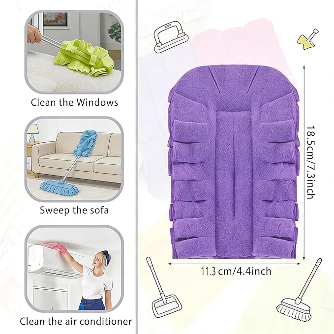 360° Electrostatic Duster Refills — The Sustainable Choice for A Dust-Free Home, Reusable Electrostatic Dust Removal Kit, Dry and Wet Use (10pcs)