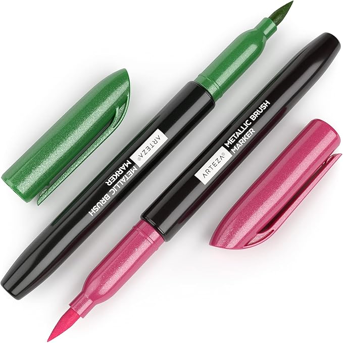 ARTEZA Permanent Markers – Set of 80 with 61 Assorted Colors, Low-Odor Quick-Dry Paint Pens, Broad, Fine, and Brush Tip for Arts, Crafts & Labeling