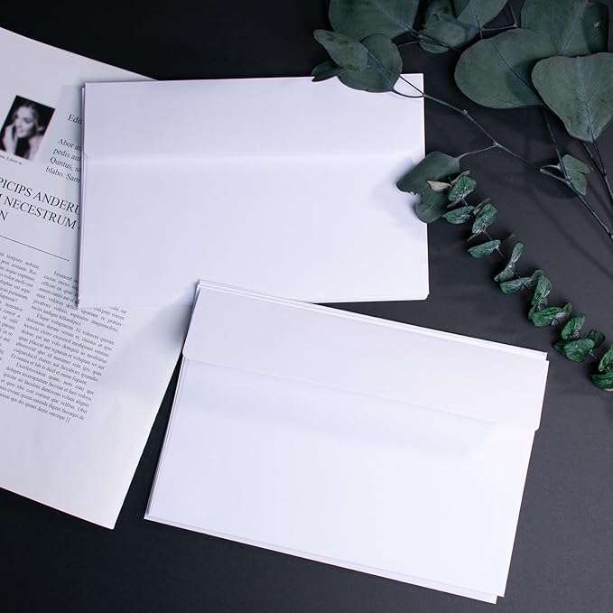 A9 Blank Invitation Envelopes 50 Pack - 5-3/4 x 8-3/4 Inches White Self Seal Envelopes for Invitations, Cards, Letters & Business Mail (Premium Quality)
