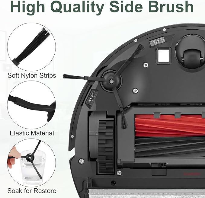 Q5 Max+ Replacement Accessories for Roborock Q5 Max+/ Q8 Max+ /Q5 Max Plus / Q5 Pro / Q5 Pro+ Plus Replacement Parts for Q5 DuoRoller+ Accessory Kit, 2 Main Brushes 4 Filters 4 Mop Pads 4 Side Brushes