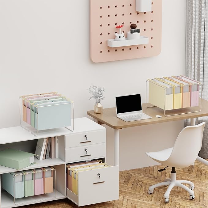 Plastic Expandable Hanging File Folder Letter Size,Heavy Duty 2“Expansion,Extra Capacity Hanging File Folders with Tabs,Accordian Pocket,No Assembly,Filing Cabinet Folders,12 Pack,Pastel Color