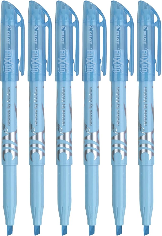 Pilot FriXion Pastel Erasable Highlighter, Chisel Tip, Blue Ink, 6 Count