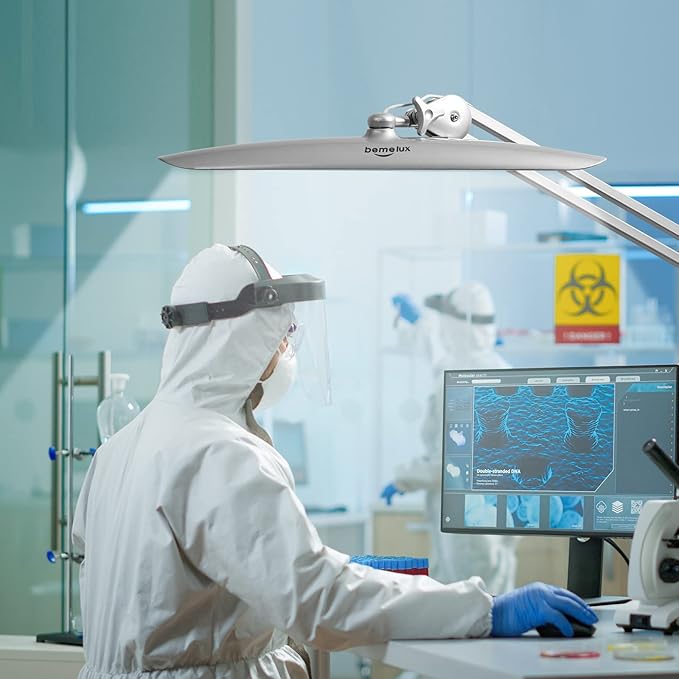 LED Desk Lamp with Clamp, Dimming Task Lamp for Reading Desktop Office Workbench Table Architect Sewing Study Home Craft, 117PCS LEDs, 2200 Lumens 20 Inch Metal Swivel Arm Work Lamp (Silver)