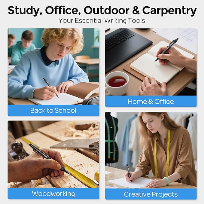 Nicpro 6PCS Weatherproof Mechanical Pencil Set, 3 PCS Art Mechanical Pencils 0.5 mm & 0.7 mm & 0.9 mm & 3 PCS 2mm Lead Holder (6B 4B 2B HB 2H 4H Colors) For Outdoor For Writing, Sketching Drawing