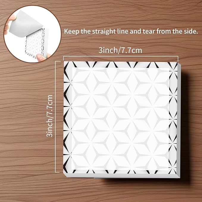 Sticky Notes, 2 Pads, 3x3 inches, Cute Colorful Fun Self-Stick Note Pads, Easy Post, Strong Adhesive Notepad Geometric Art