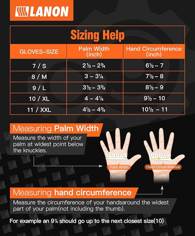 LANON 8mil Orange Disposable Nitrile Gloves, Mechanic, Heavy Duty, Food Safe, Latex Free, Powder Free, Fully-Diamond Textured, Medium