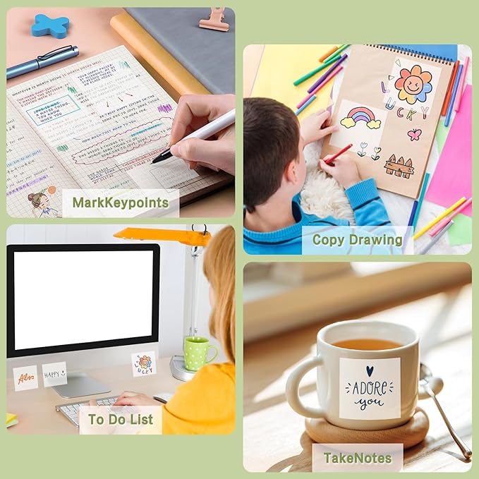 NatureTouch 6 Pack Clear Sticky Notes - Tear-Off Transparent Set for School, Office, Frosted