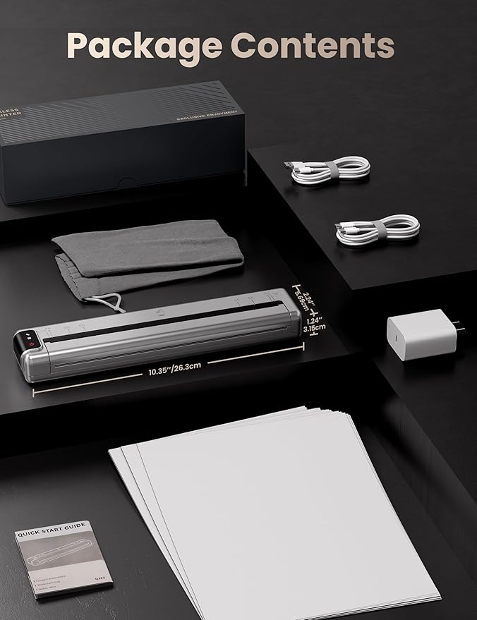 Phomemo Upgraded Q302 Portable Printer, Ultra-High 300dpi Inkless Printer Silent Printing, Wireless Bluetooth Thermal Printer Compatible with Phone & PC, Compact Printers for Business Travel