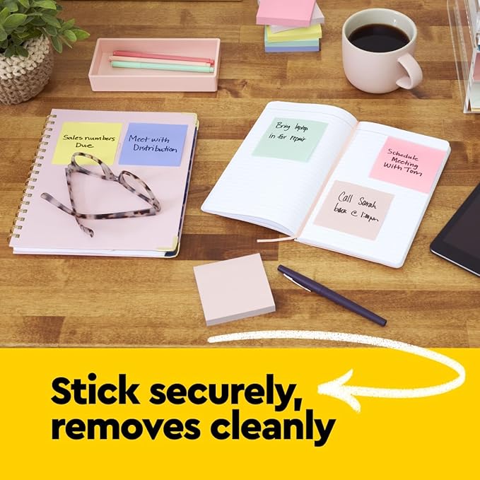 Post-it Notes, 3 in x 3 in, 18 Sticky Notes Pads, 100 Sheets per Pad, The Iconic Canary Yellow Note, School Supplies and Office Products