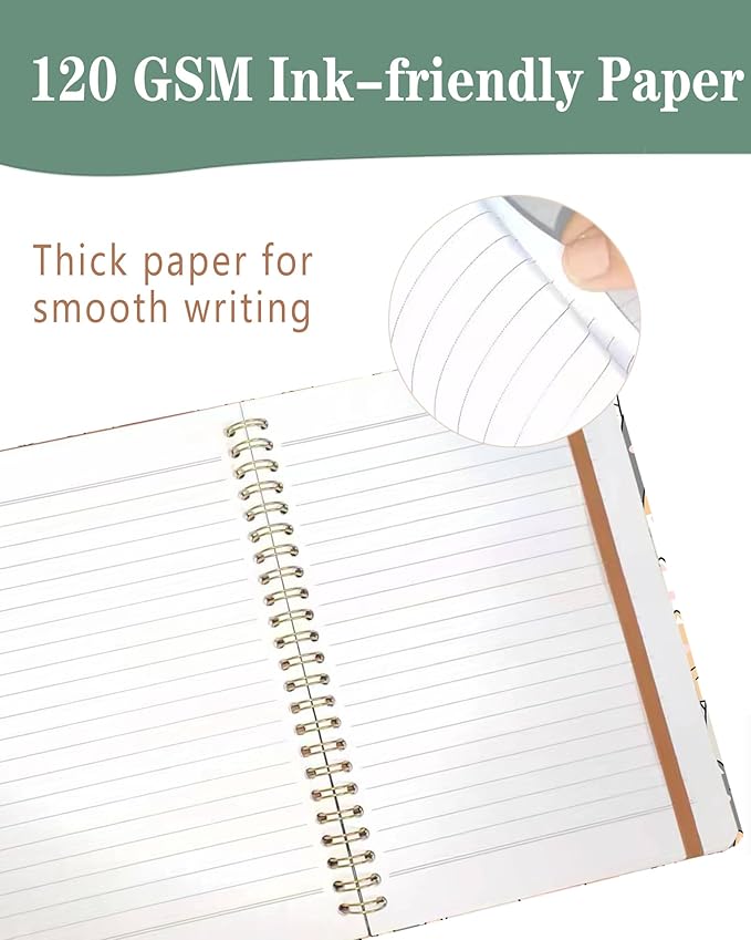 Spiral Journal Notebook, A5 Cute Notebooks for Women Men, College Ruled Hardcover Notebook for Work & Note Taking, 60 Pages Double-Wire Journals for Writing, Cute Gentle Cats