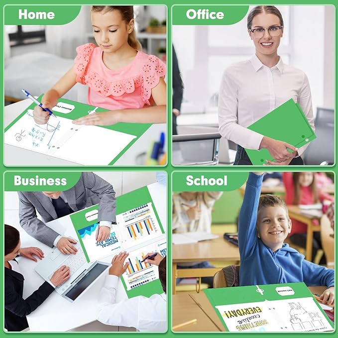 Two Pocket Portfolio Folders, PANDRI 60 Pack 3 Hole Punched 2 Pocket Folders for 3 Ring Binder, Letter Size Paper File Folder for School Office Home Business, Green