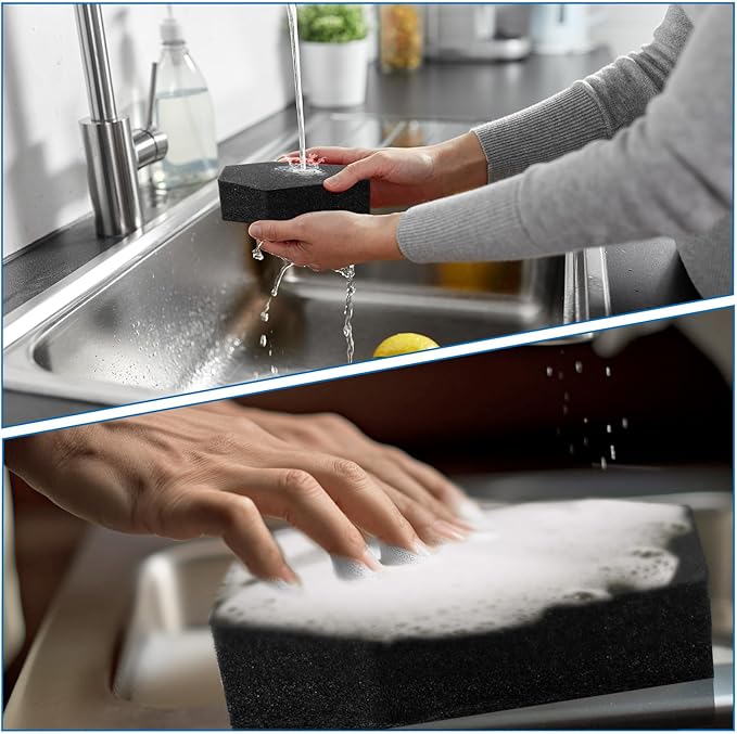 Tioncy 12 Pack Coffin Sponges Kitchen Bulk Dual Sided Scrubber Halloween Sponges Dishwashing Non Scratch Coffin Kitchen Accessories Dish Scouring, Black