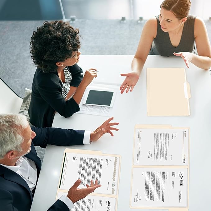 Manila Folders 8.5 x 11 | 1/3 Cut File Folders Letter Size | Manilla File Folders 8.5 x 11 Pack of 100 | Paper Folders for Documents, Business, School, Classroom and Office Supplies.