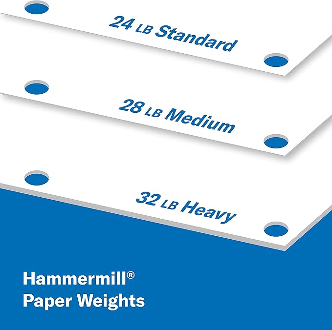 Hammermill Printer Paper, Premium Color 28 lb Copy Paper, 3 Hole - 1 Ream (500 Sheets) - 100 Bright, Made in the USA, 102500R