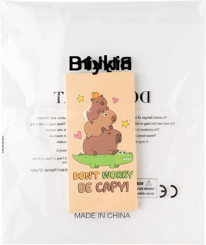 B1ykin Sticky Notes Set, Cartoon Theme Cute Self-Stick Notes Pad Teacher Appreciation Gifts, Self-Adhesive Writing Memo Pages Sticky to Do Notepad Thank You Gift for School (Funny Capybara)