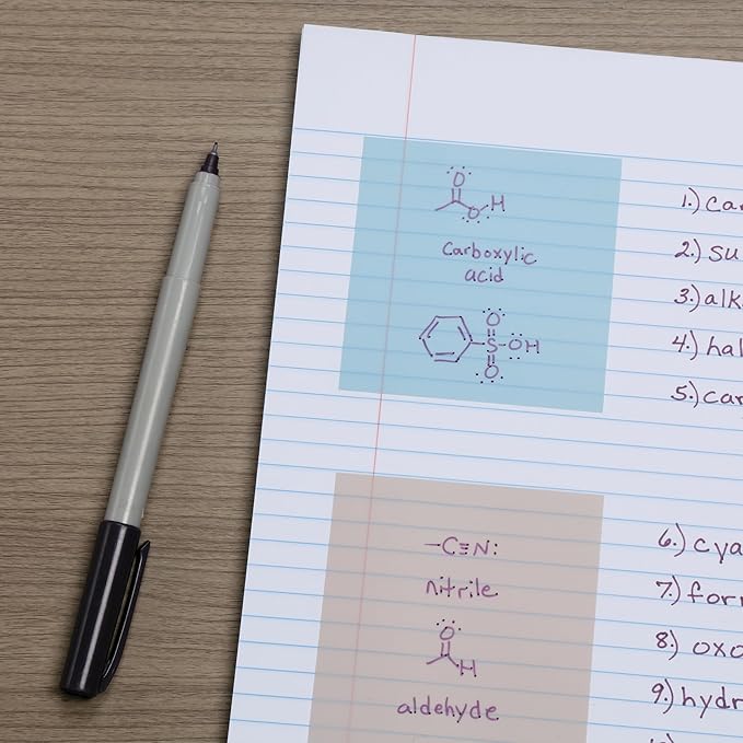 Redi-Tag Translucent Sticky Notes, Transparent Self-Stick Notes, 3" x 3", Calming Colors, 8 Pads, 50 Notes Per Pad, 400 Sheets (1006594)