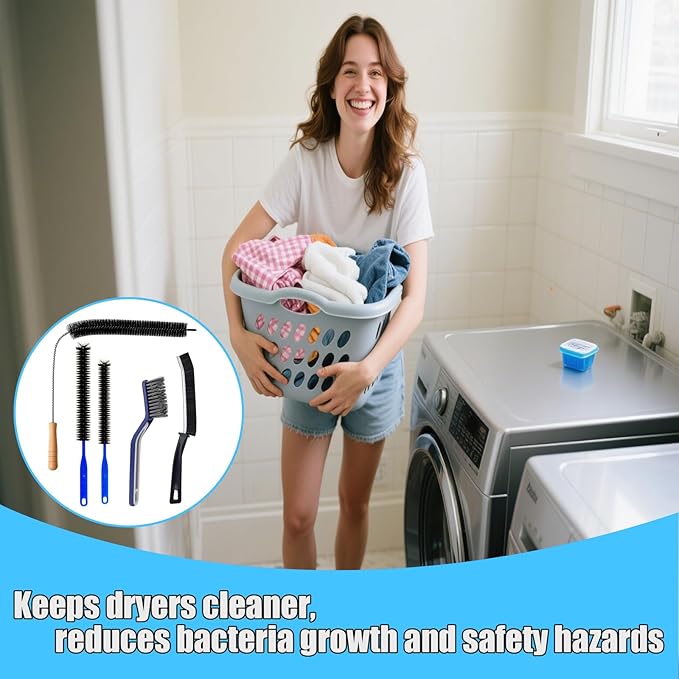 7 Pack Dryer Vent Cleaner Kit,Flexible Dryer Lint Brush Vent Cleaner,Dryer Cleaning Brush Vent Cleaner, Refrigerator Coil Cleaning Brush Clothes Trap Duct Remover, Household Cleaning Tools
