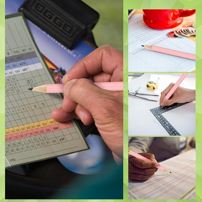 50 Pcs 4 Inch Mini Golf Pencils with Erasers Bulk Pack of Wooden Pencils for Parties Weddings School and Offices (Pink)