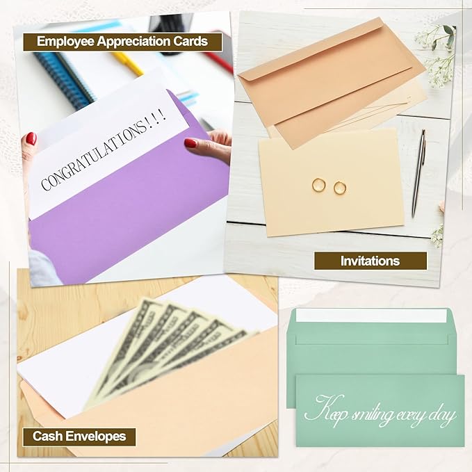 PATIKIL 100 Pack Grass Green #10 Business Envelopes, Colored Self Seal Letter Size Envelopes for Business Mailing Office Checks Invitation, 4-1/8 x 9-1/2 Inches