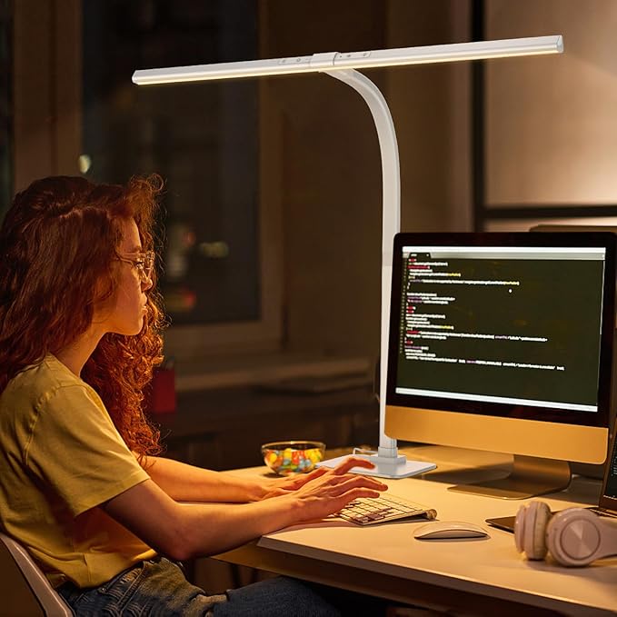 KableRika Desk Lamp, 24W 1200lumen Brightest LED Desk Lamp for Home Office, 31.5" Wide Dimmable Architect Task Lamp with Base,Eye Protection Tall Desk Light for Workbench Office Lighting Computer