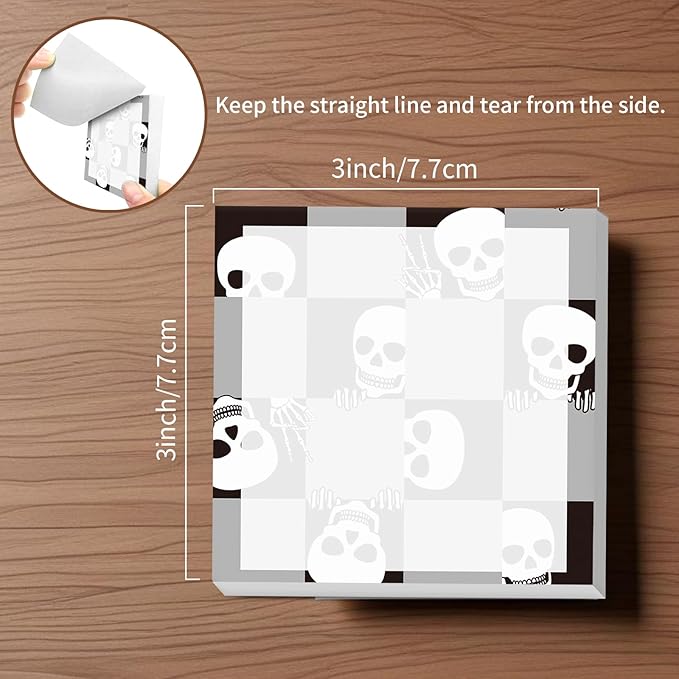 Sticky Notes, 2 Pads, 3x3 inches, Cute Colorful Fun Self-Stick Note Pads, Easy Post, Strong Adhesive Notepad Skull Checkerboard