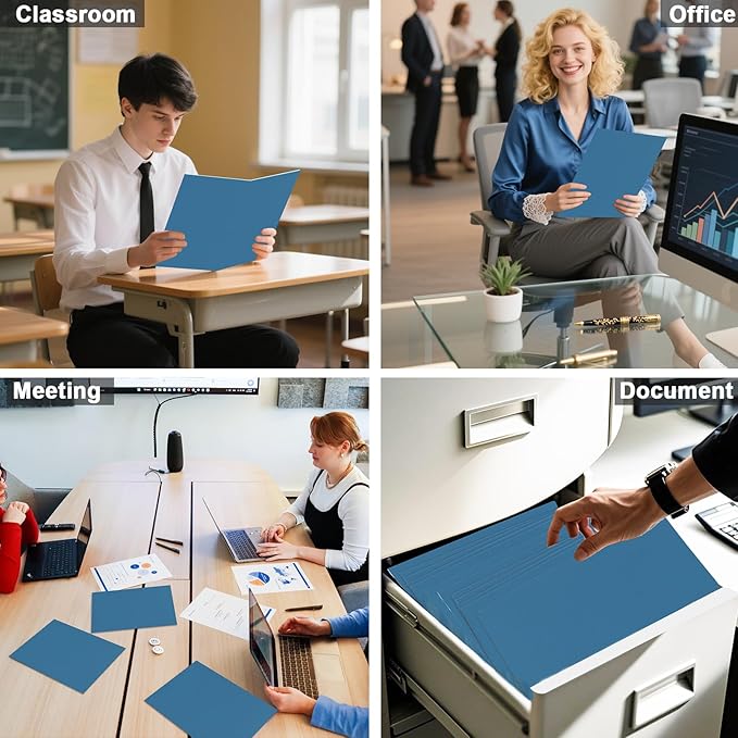 Folders with Pockets, LAYZZ 60 Pack Paper Pocket Folders, 2 Pocket File folders Fits Letter Size Paper, for School Office and Home (Blue)